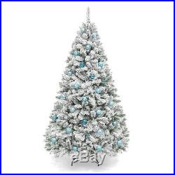 6 Ft Premium Snow Flocked Hinged Artificial Christmas Pine Tree Holiday Decor