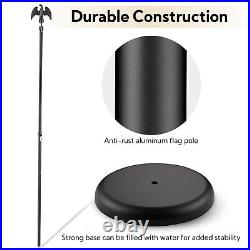 6 Ft Sectional Indoor Flag Pole Kit Eagle Topper Aluminum 3x5 Ft US Flag & Base