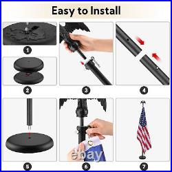 6 Ft Sectional Indoor Flag Pole Kit Eagle Topper Aluminum 3x5 Ft US Flag & Base