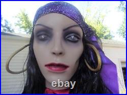 6-Ft Tall Freestanding Gypsy Woman Lighted Icy Blue Eyes Halloween Figure #56882