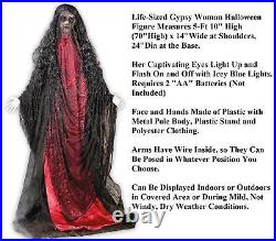 6-Ft Tall Freestanding Gypsy Woman Lighted Icy Blue Eyes Halloween Figure #56882