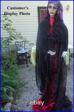 6-Ft Tall Freestanding Gypsy Woman Lighted Icy Blue Eyes Halloween Figure #56882