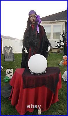 6-Ft Tall Freestanding Gypsy Woman Lighted Icy Blue Eyes Halloween Figure #56882