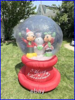 6′ Gemmy Airblown Inflatable Disney Mickey and Minnie Mouse Snowman Snowglobe