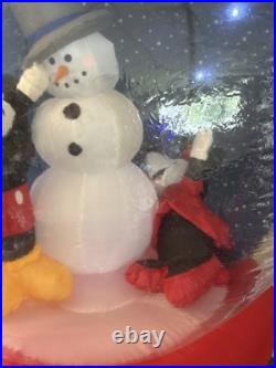6' Gemmy Airblown Inflatable Disney Mickey and Minnie Mouse Snowman Snowglobe
