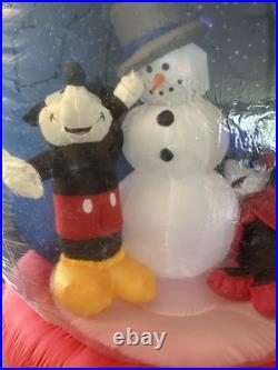 6' Gemmy Airblown Inflatable Disney Mickey and Minnie Mouse Snowman Snowglobe