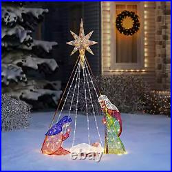 6′ Glorious Holy Family Scene LED Twinkle Heavy Duty Christmas Yard Nativity NEW