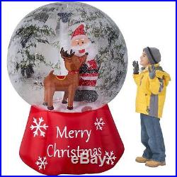 6' High Photorealistic Santa Reindeer Snow Globe Christmas Airblown Inflatable