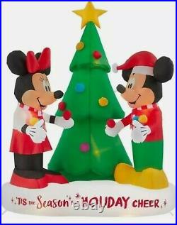 6′ Inflatable Mickey & Minnie Mouse Decorating The Christmas Tree