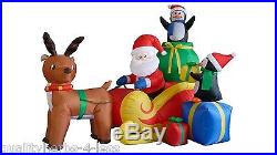 6′ Inflatable Santa in Sleigh WithPenguin Lighted Outdoor Christmas Decoration