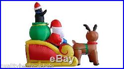 6' Inflatable Santa in Sleigh WithPenguin Lighted Outdoor Christmas Decoration