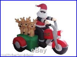 6' Inflatable Santa on Motorbike Reindeer Lighted Outdoor Christmas Decoration