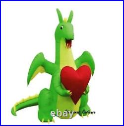 6′ Inflatable Valentines Green and Yellow Dragon Holding Red Heart FREE SHIPPING