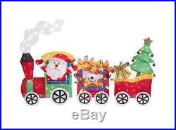 6' Lighted Tinsel Santa, Reindeer, Christmas Tree in Train Holiday Outdoor Decor