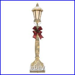 6′ Lighted Warm White LED Gold Christmas Lamp Post Outdoor Lawn Holiday Decor