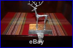 6 NEW Pottery Barn SCULPTED REINDEER STOCKING HOLDERS small set 6 CHRISTMAS