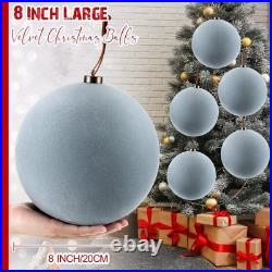 6 Pcs 8 Inch Extra Large Velvet Christmas Ball Ornaments Set Flocked Holiday