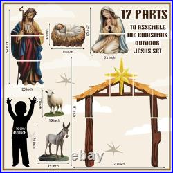 6 Pcs Christmas Outdoor Nativity Set 6.7Ft Large Manger Christmas Yard Signs Nat