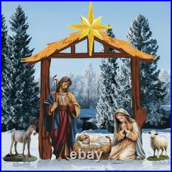 6 Pcs Christmas Outdoor Nativity Set 6.7Ft Large Manger Christmas Yard Signs Nat