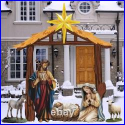 6 Pcs Christmas Outdoor Nativity Set 6.7Ft Large Manger Christmas Yard Signs Nat