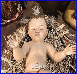 6 Piece Hand Carved Wood Made in Ecuador Nativity Set Mary Joseph Jesus Animals