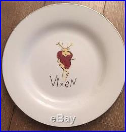 6 Pottery Barn Reindeer Dinner Plates Japan 11 Diameter