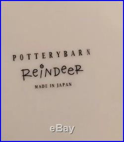 6 Pottery Barn Reindeer Dinner Plates Japan 11 Diameter