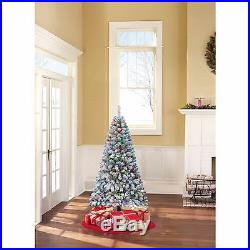 6' PreLit Artificial Christmas Tree Fir White Snow Flocked Color Changing Lights