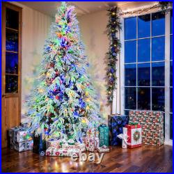 6' Pre-Lighted Spruce Edelweiss Christmas Tree with Multi-Color LED Lights NEW