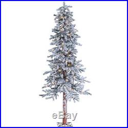 6′ Pre-Lit Artificial Flocked Alpine Christmas Tree 150 Clear Lights And Stand