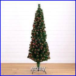 6' Pre-Lit Fiber Optic Artificial Christmas with282 Colorful LED Lights