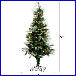6′ Pre-Lit Fiber Optic Artificial Pinecone, Berries Christmas Tree, LED