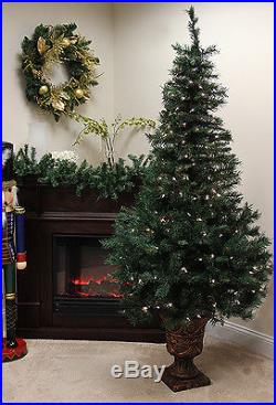 6' Pre-Lit Potted Royal Fir Artificial Christmas Tree Clear Lights