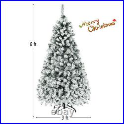 6′ Pre-Lit Premium Snow Flocked Hinged Artificial Christmas Tree with 250 Lights