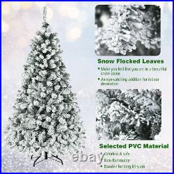 6' Pre-Lit Premium Snow Flocked Hinged Artificial Christmas Tree with 250 Lights