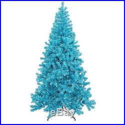 6′ Pre-Lit Sky Blue Full Artificial Sparkling Tinsel Christmas Tree- Teal Lights