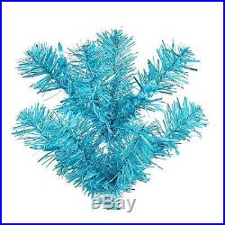 6' Pre-Lit Sky Blue Full Artificial Sparkling Tinsel Christmas Tree- Teal Lights