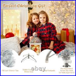 6' Pre-lit Artificial Silver Tinsel Xmas Tree with 300 LED Lights 790 Branch Tips