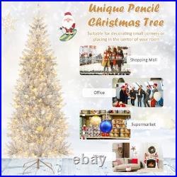 6' Pre-lit Artificial Silver Tinsel Xmas Tree with 300 LED Lights 790 Branch Tips