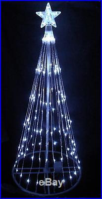 6′ Pure White LED Light Show Cone Christmas Tree Lighted Yard Art Decoration