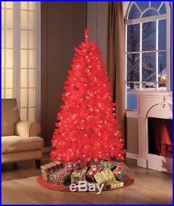 6′ Red Christmas Pre-lit Tree Holiday Time Decoration NEW