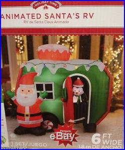 6′ SANTA PENGUIN RV CAMPER ANIMATED Christmas Airblown Inflatable Yard Decor
