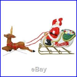 6' Santa Reindeer Sleigh Lighted Blow Mold Display Outdoor Christmas Yard Decor