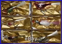 6 Vintage Clip On Mercury Glass Bird Christmas Tree Decorations Gift Boxed L54