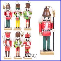 6 Wooden Christmas Tree Nutcracker Soldiers Pendants Handmade Xmas Decorations