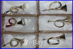 6 boxed vintage mercury glass trumpet horn Christmas Tree Decorations L8