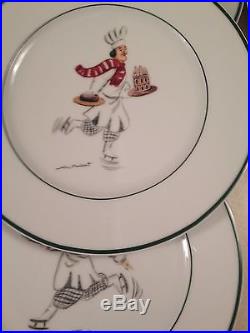6 dinner plates Skating Chefs series by Guy Buffet