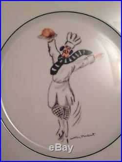 6 dinner plates Skating Chefs series by Guy Buffet