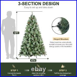 6 ft Artificial Flocked Frosted Christmas Tree with 66 Pine Cones 988 PVC Tips 6 ft Artificial Flocked Frosted Christmas Tree with 66 Pine Cones 988 PVC Tips
