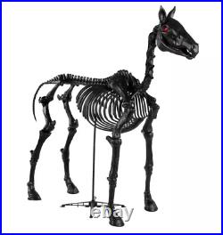 6 ft. Black Skeleton Horse With Led Lights Halloween Decorations Party Props